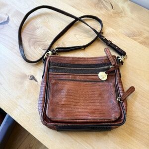 BRAHMIN CLEO MELBOURNE LEATHER CROC BAG CROSSBODY EXOTIC LUXURY ARTISANAL
